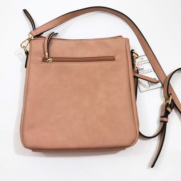 NWT Jen & Co. Layla Mauve Faux Suede Cross Body Bag 10.5x11x3 inches - Picture 3 of 7